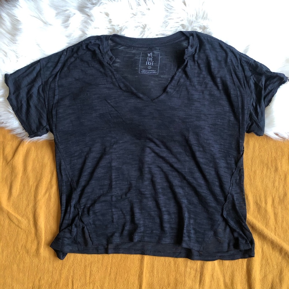 FREE PEOPLE We The Free Black v neck tee